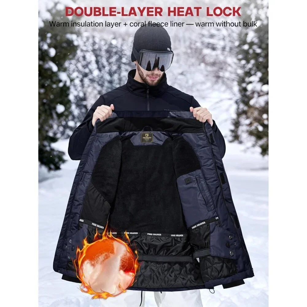 Men's Midnight Navy Waterproof Ski Snow Fleece Lined Warm Winter Rain Jacket